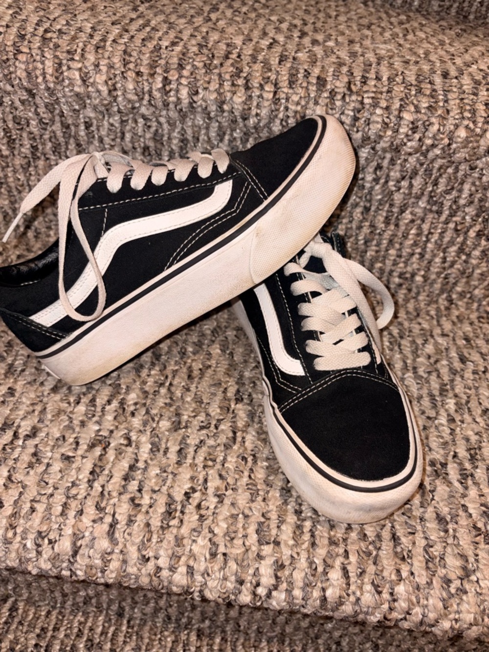 Vans Black and White Low-Top Skate Shoes